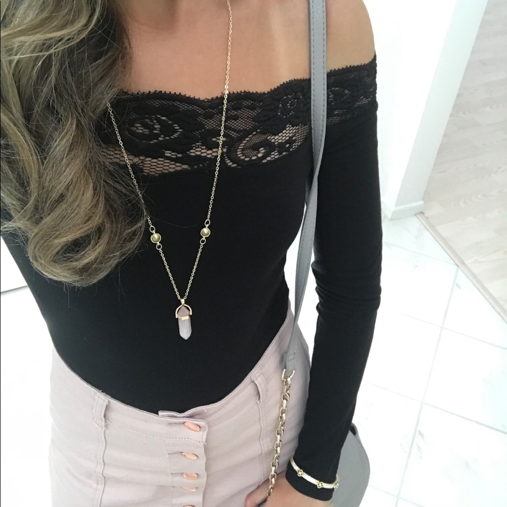 Black Lace Off The Shoulder Top